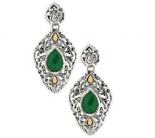 JAI John Hardy Bali Lanna Sterling & 14K Green Agate Drop Earrings —