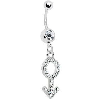 Crystalline Male Symbol Belly Ring Body Piercing Barbells Jewelry