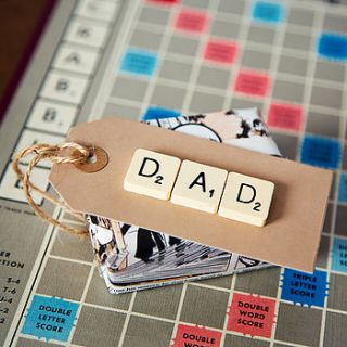 'dad' vintage scrabble gift tag by bookish england