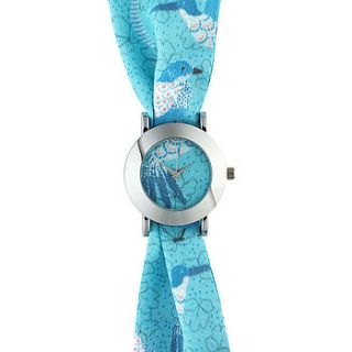birds big fabric watch by wholesome bling