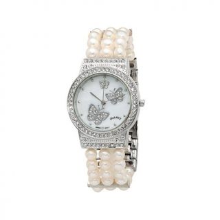 Colleen Lopez "Hour Garden" Cultured Freshwater Pearl Butterfly Bracelet Watch