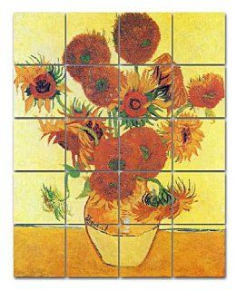 Shop Still Life with Sunflowers by van Gogh, ceramic tiled mural 17" x 21.25" by Aristophanes Murals at the  Home Dcor Store