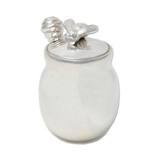 silver bee honey jar with spoon by whisk hampers