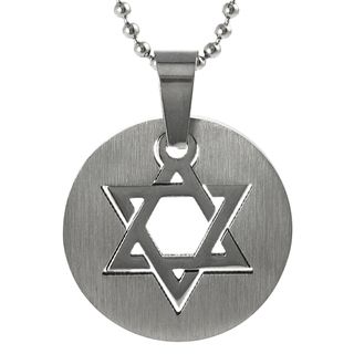 Journee Collection Stainless Steel Cut out Star of David Disc Necklace Journee Collection Stainless Steel Necklaces