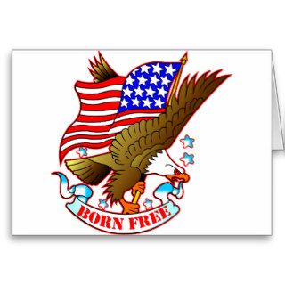 Old School Tattoo Eagle, Flag & Born Free Cards