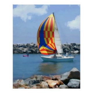 Bright Sail Heading to Sea Poster