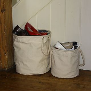 canvas shoe storage bucket by the original canvas bucket bag company