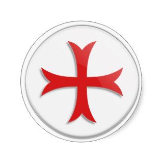 Knight's Templar Cross Symbol Round Stickers