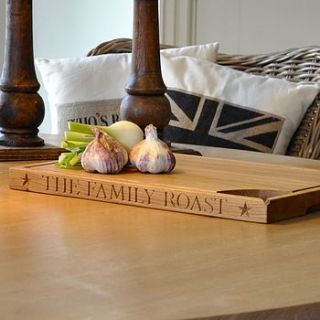 personalised hand engraved oak carving board by the oak & rope company