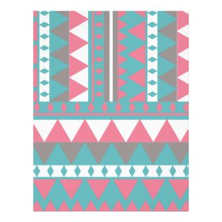 Modern Pink Blue Abstract Triangle Aztec Pattern Flyer Design