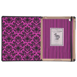 Pink, Black Striped Damask iPad DODO Case Cover For iPad