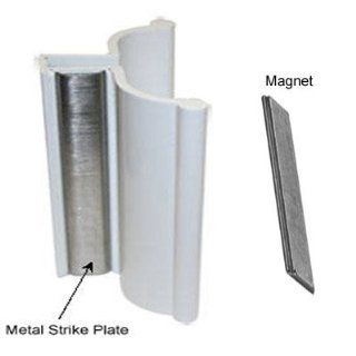 White Frameless Shower Door Handle with Metal Strike and Magnet   Set    