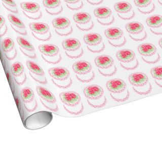Rose Covered Birthday Cake Wrapping Paper