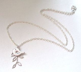 silver bird and branch necklace by a box for my treasure