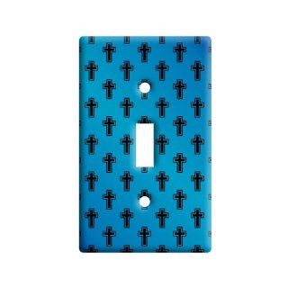 Crosses on Parade Christian Blue   Plastic Wall Decor Toggle Light Switch Plate Cover    