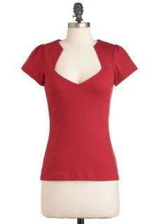Ooh La La Lady Top in Cherry  Mod Retro Vintage Short Sleeve Shirts