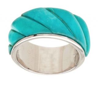 Turquoise Polished Sterling Band Ring —