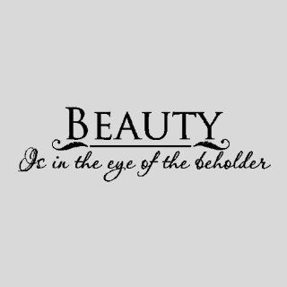 Beauty is in the eye of.Wall Quotes Words Sayings Removable Wall Lettering (7" x 23"), BLACK   Wall Decor