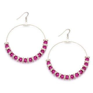 Pink Fuschia Crystal 2" Hoop Fashion Earrings Made with Swarovski Elements Jewelry