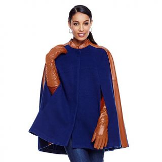 Hal Rubenstein "Clare" Cape with Lambskin Leather Trim