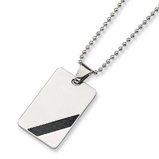Chisel Black Carbon Fiber and Stainless Steel Dog Tag with 24 Inch Chain Chisel Jewelry