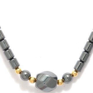 Shipwreck Beads Hematite 17 Inch Necklace with 3 Rounds 1 Twisted Bead