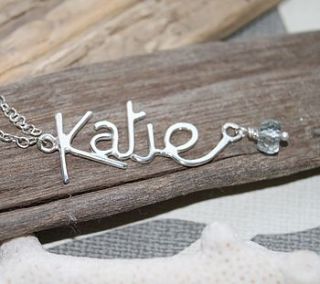 personalised name pendant with gemstone by marie walshe jewellery