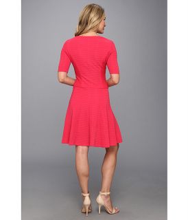 Anne Klein Banded Knit Fit N Flare Dress Strawberry