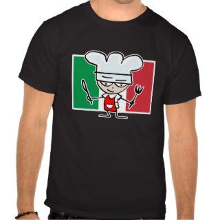 Chef tshirt with italian flag and cool cartoon