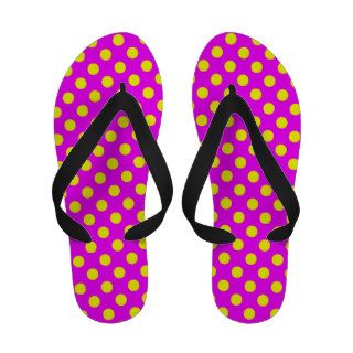 Bright Girly Neon Yellow Polka Dots Pink Fuchsia Sandals