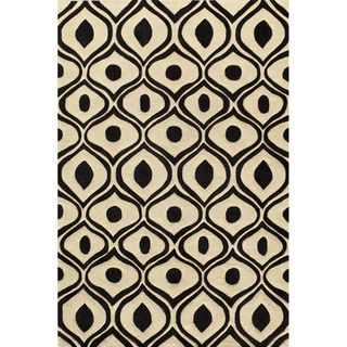 Hand Tufted Modern Waves Black Polyester Rug (8' x 10') 7x9   10x14 Rugs