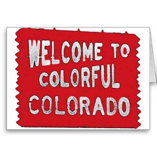 Colorful Colorado red welcome sign Cards