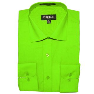 Ferrecci Men's Slim Fit Lime Green Collared Formal Shirt Ferrecci Dress Shirts