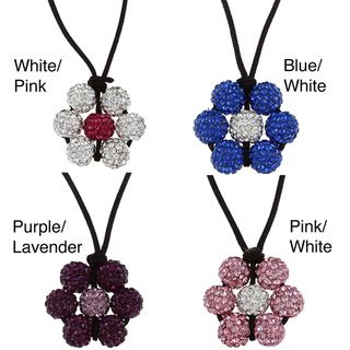 La Preciosa Crystal Bead Flower Adjustable Black Cord Necklace La Preciosa Crystal, Glass & Bead Necklaces