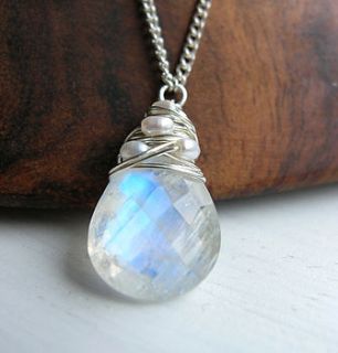 silver moonstone necklace with pearls by sarah hickey