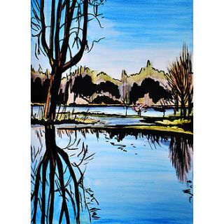 flooded rowing lake original painting by kate robotham (fine artist)