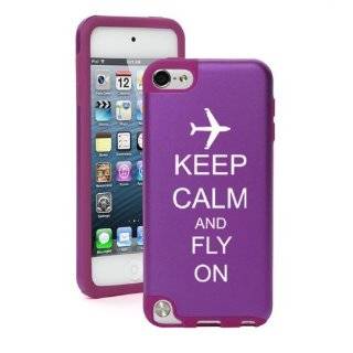 Apple iPod Touch 5th Generation Purple BP337 Aluminum & Silicone Hard Case Cover Keep Calm and Fly On Airplane Cell Phones & Accessories