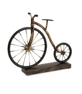 13" Large Antique Finish Old Fashioned High Wheel Bicycle Statue  
