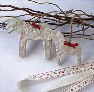 scandinavian dala horse decorations by little brick house ceramics