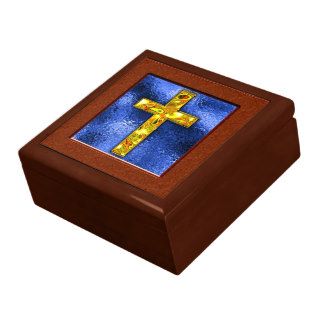Gold Cross Keepsake Trinket Boxes