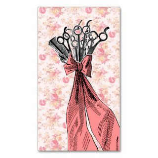 vintage floral hair stylist bouquet pink girly business card template