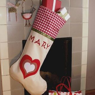 personalised christmas stocking heart by sara perry designs