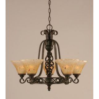 Eleganté 5 Uplight Chandelier with Firré Saturn Glass