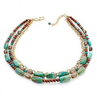Studio Barse Turquoise and Gemstone Bronze 18" Beaded Necklace