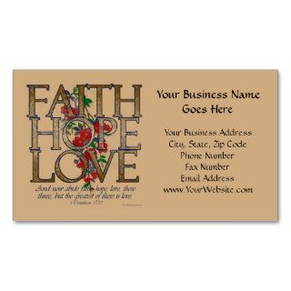 Faith Hope Love, Floral Design With Bible Verse Business Cards