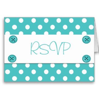 Teal Buttons "RSVP" Greeting Cards
