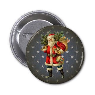 Vintage Patriotic Santa With Sack And Tree Pin