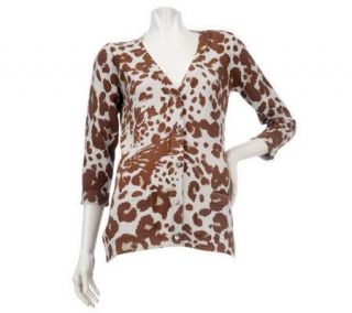 Kris Jenner Kollection 3/4 Sleeve Cheetah Print Cardigan —