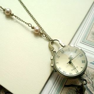 vintage style fob watch necklace by hart and bloom