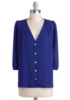 Moxie Lady Top in Royal Blue  Mod Retro Vintage Short Sleeve Shirts